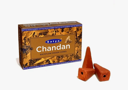 Благовония-конусы "Chandan Backflow Dhoop Cones" (Чандан) 10 шт., Satya